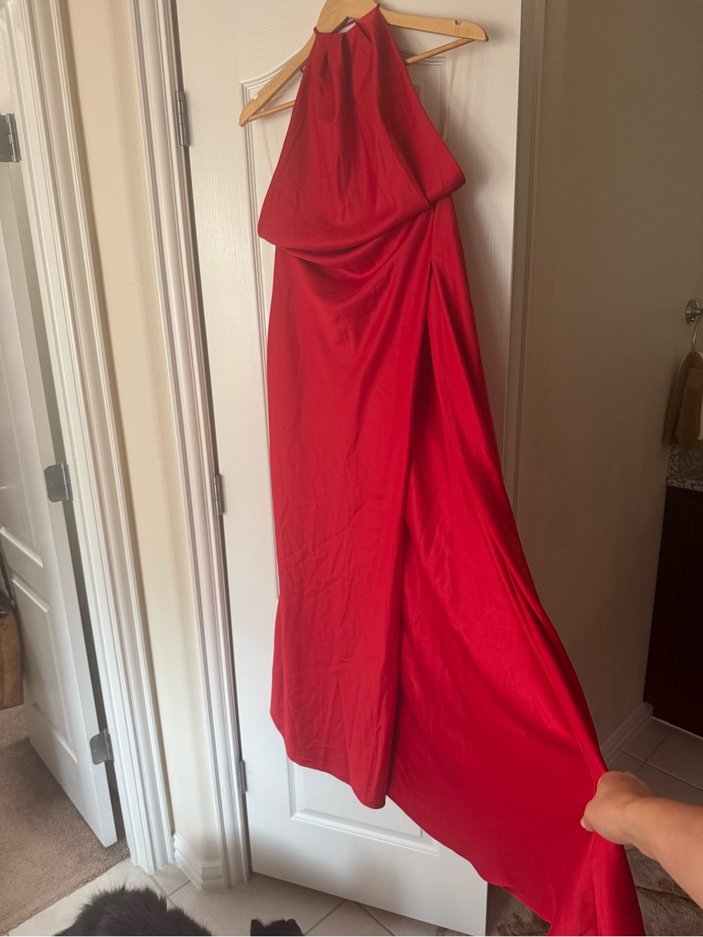 Nordstrom Red Draped Halter Dress